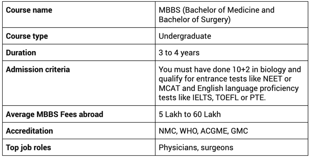 mbbs in abroad program highlights